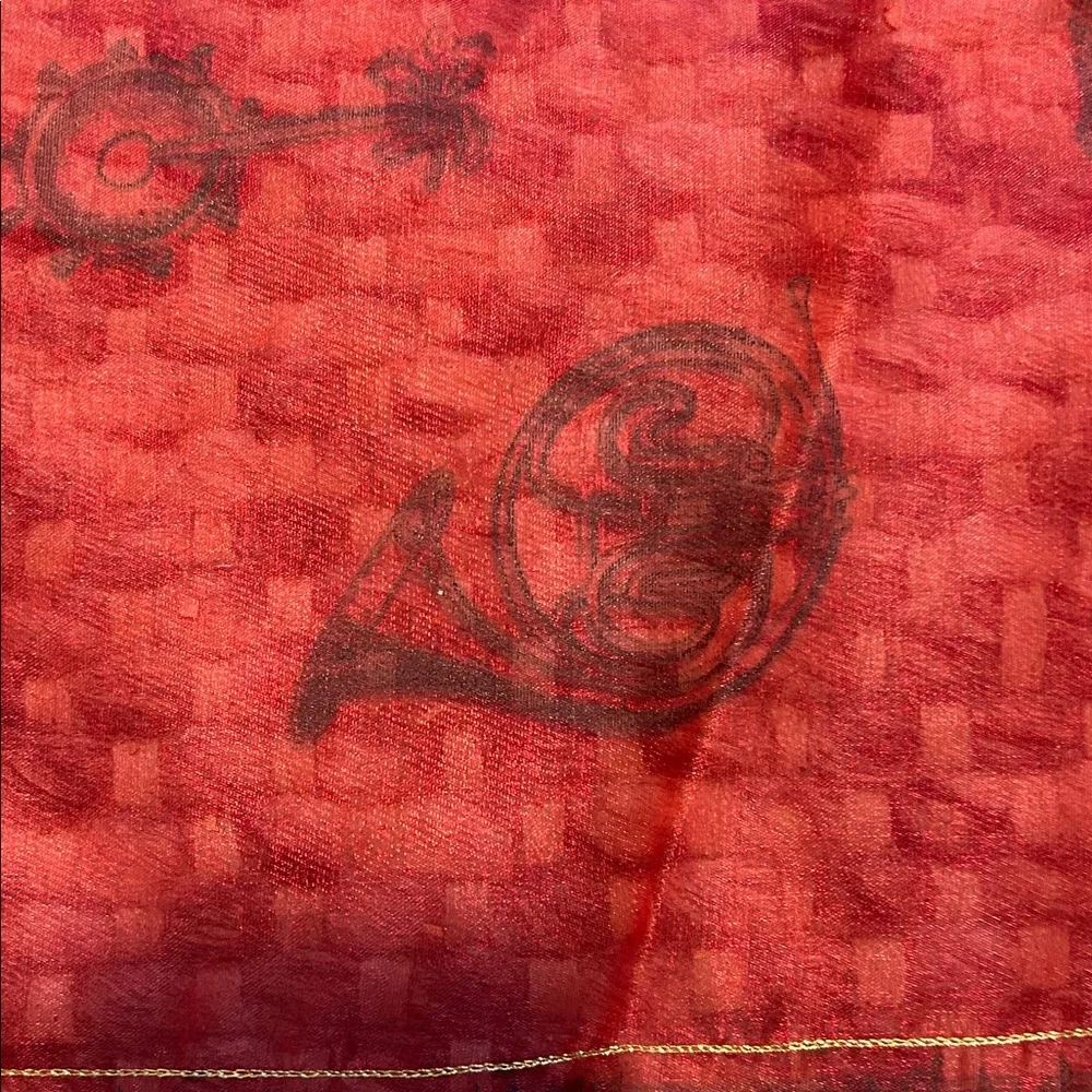 Unique Red Musical Square Scarf - Picture 5 of 7